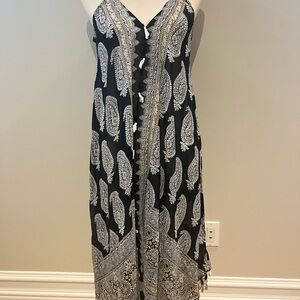 Lovestitch Black and White Maxi Sundress with Spaghetti Straps